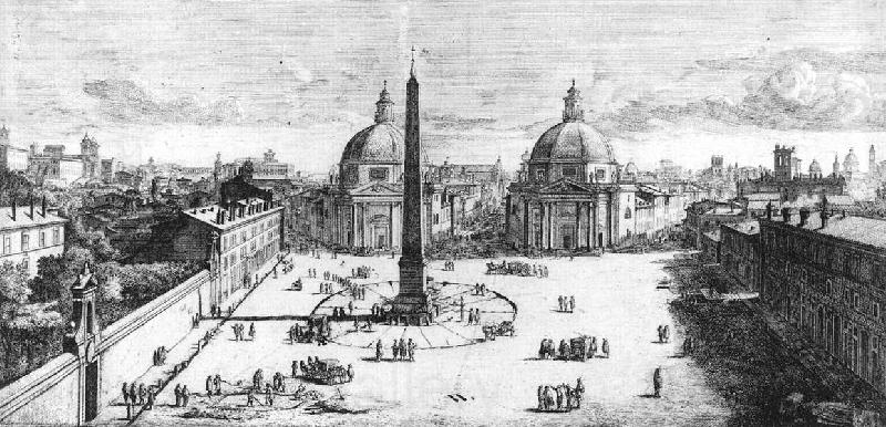 WITTEL, Caspar Andriaans van View of the Piazza del Popolo, Rome Spain oil painting art